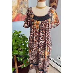 Vintage 1990’s Leopard and Floral House Dress